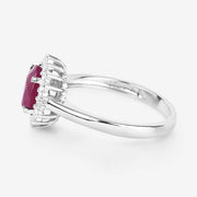 Bids.com 1.64 Carat Genuine Ruby and White Diamond 14K White Gold Ring Rings