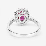 Bids.com 1.64 Carat Genuine Ruby and White Diamond 14K White Gold Ring Rings