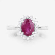 Bids.com 1.64 Carat Genuine Ruby and White Diamond 14K White Gold Ring Rings