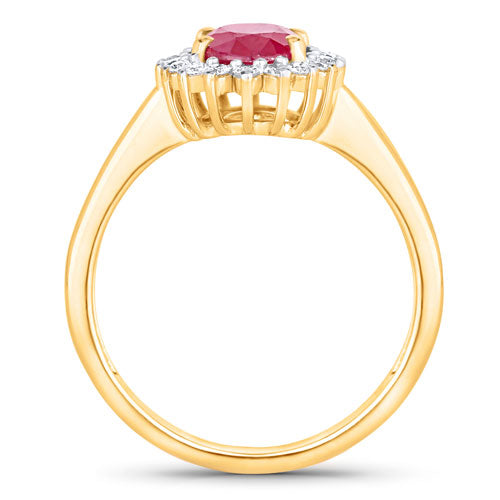 Bids.com 1.64 Carat Genuine Ruby and White Diamond 14K Yellow Gold Ring Rings