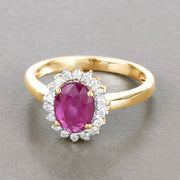 Bids.com 1.64 Carat Genuine Ruby and White Diamond 14K Yellow Gold Ring Rings