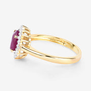 Bids.com 1.64 Carat Genuine Ruby and White Diamond 14K Yellow Gold Ring Rings
