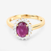 Bids.com 1.64 Carat Genuine Ruby and White Diamond 14K Yellow Gold Ring Rings