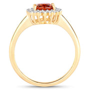Bids.com 1.87 Carat Genuine Spessartite Garnet and White Diamond 14K Yellow Gold Ring Rings