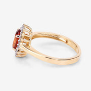 Bids.com 1.87 Carat Genuine Spessartite Garnet and White Diamond 14K Yellow Gold Ring Rings