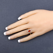 Bids.com 1.87 Carat Genuine Spessartite Garnet and White Diamond 14K Yellow Gold Ring Rings