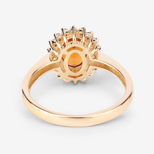 Bids.com 1.87 Carat Genuine Spessartite Garnet and White Diamond 14K Yellow Gold Ring Rings