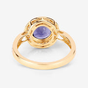 Bids.com 1.79 Carat Genuine Iolite and White Diamond 14K Yellow Gold Ring Rings