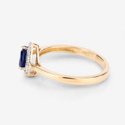 Bids.com 0.73 Carat Genuine Blue Sapphire and White Diamond 14K Yellow Gold Ring Rings