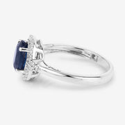 Bids.com 1.70 Carat Genuine Blue Sapphire and White Diamond 14K White Gold Ring Rings