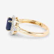 Bids.com 1.70 Carat Genuine Blue Sapphire and White Diamond 14K Yellow Gold Ring Rings