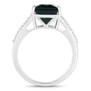 Bids.com 6.16 Carat Genuine Green Tourmaline and White Diamond 14K White Gold Ring Rings