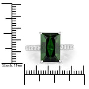 Bids.com 6.16 Carat Genuine Green Tourmaline and White Diamond 14K White Gold Ring Rings