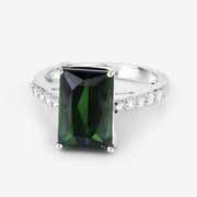 Bids.com 6.16 Carat Genuine Green Tourmaline and White Diamond 14K White Gold Ring Rings