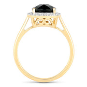 Bids.com 2.64 Carat Genuine Green Tourmaline and White Diamond 14K Yellow Gold Ring Rings