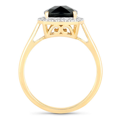 Bids.com 2.64 Carat Genuine Green Tourmaline and White Diamond 14K Yellow Gold Ring Rings