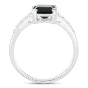 Bids.com 1.91 Carat Genuine Green Tourmaline and White Diamond 14K White Gold Ring Rings