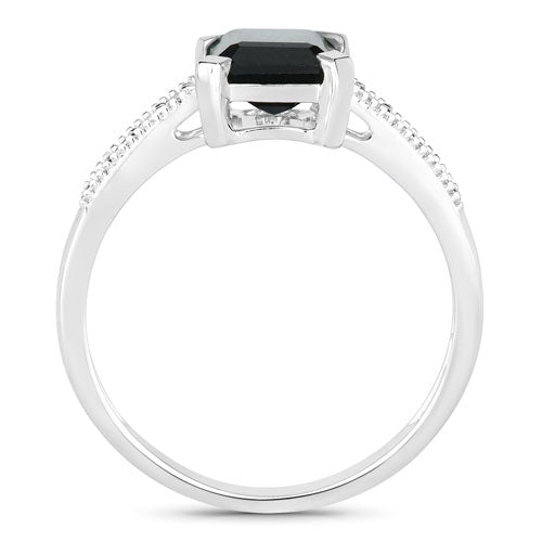 Bids.com 1.91 Carat Genuine Green Tourmaline and White Diamond 14K White Gold Ring Rings
