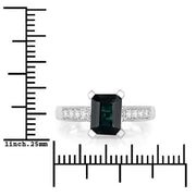 Bids.com 1.91 Carat Genuine Green Tourmaline and White Diamond 14K White Gold Ring Rings