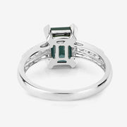 Bids.com 1.91 Carat Genuine Green Tourmaline and White Diamond 14K White Gold Ring Rings