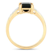 Bids.com 1.91 Carat Genuine Green Tourmaline and White Diamond 14K Yellow Gold Ring Rings