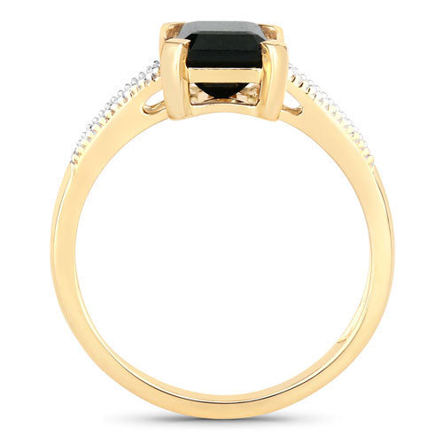 Bids.com 1.91 Carat Genuine Green Tourmaline and White Diamond 14K Yellow Gold Ring Rings
