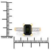 Bids.com 1.91 Carat Genuine Green Tourmaline and White Diamond 14K Yellow Gold Ring Rings