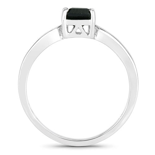 Bids.com 1.19 Carat Genuine Green Tourmaline and White Diamond 14K White Gold Ring Rings