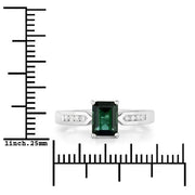 Bids.com 1.19 Carat Genuine Green Tourmaline and White Diamond 14K White Gold Ring Rings
