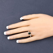 Bids.com 1.19 Carat Genuine Green Tourmaline and White Diamond 14K White Gold Ring Rings