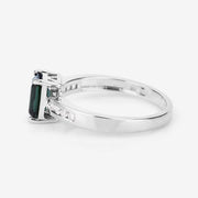 Bids.com 1.19 Carat Genuine Green Tourmaline and White Diamond 14K White Gold Ring Rings