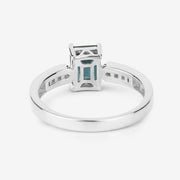 Bids.com 1.19 Carat Genuine Green Tourmaline and White Diamond 14K White Gold Ring Rings