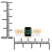 Bids.com 1.19 Carat Genuine Green Tourmaline and White Diamond 14K Yellow Gold Ring Rings