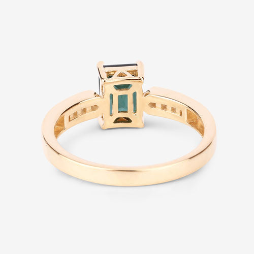 Bids.com 1.19 Carat Genuine Green Tourmaline and White Diamond 14K Yellow Gold Ring Rings