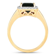 Bids.com 3.02 Carat Genuine Green Tourmaline and White Diamond 14K Yellow Gold Ring Rings
