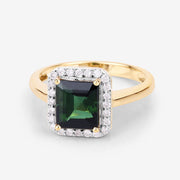 Bids.com 3.02 Carat Genuine Green Tourmaline and White Diamond 14K Yellow Gold Ring Rings