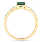 Bids.com 0.72 Carat Genuine Green Tourmaline and White Diamond 14K Yellow Gold Ring Rings