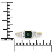 Bids.com 0.72 Carat Genuine Green Tourmaline and White Diamond 14K Yellow Gold Ring Rings