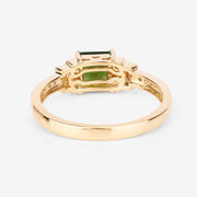 Bids.com 0.72 Carat Genuine Green Tourmaline and White Diamond 14K Yellow Gold Ring Rings