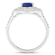 Bids.com 1.96 Carat Genuine Blue Sapphire and White Diamond 18K White Gold Ring Rings