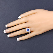 Bids.com 1.96 Carat Genuine Blue Sapphire and White Diamond 18K White Gold Ring Rings