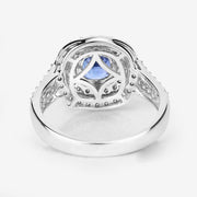 Bids.com 1.96 Carat Genuine Blue Sapphire and White Diamond 18K White Gold Ring Rings