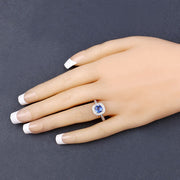 Bids.com 1.31 Carat Genuine Blue Sapphire and White Diamond 18K Yellow Gold Ring Rings