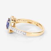 Bids.com 1.31 Carat Genuine Blue Sapphire and White Diamond 18K Yellow Gold Ring Rings