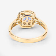 Bids.com 1.31 Carat Genuine Blue Sapphire and White Diamond 18K Yellow Gold Ring Rings