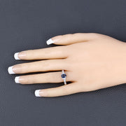 Bids.com 1.05 Carat Genuine Blue Sapphire and White Diamond 10K White Gold Ring Rings