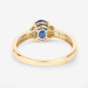 Bids.com 1.05 Carat Genuine Blue Sapphire and White Diamond 10K Yellow Gold Ring Rings