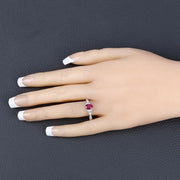 Bids.com 0.95 Carat Genuine Ruby and White Diamond 10K White Gold Ring Rings