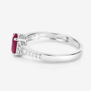 Bids.com 0.95 Carat Genuine Ruby and White Diamond 10K White Gold Ring Rings