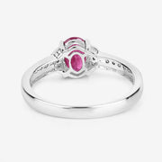 Bids.com 0.95 Carat Genuine Ruby and White Diamond 10K White Gold Ring Rings